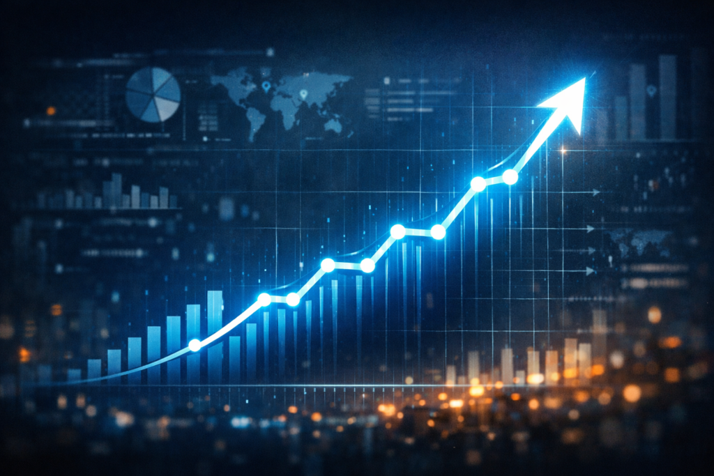A line graph showing a rapid upward trend representing successful Growth Hacking Techniques for business scaling.