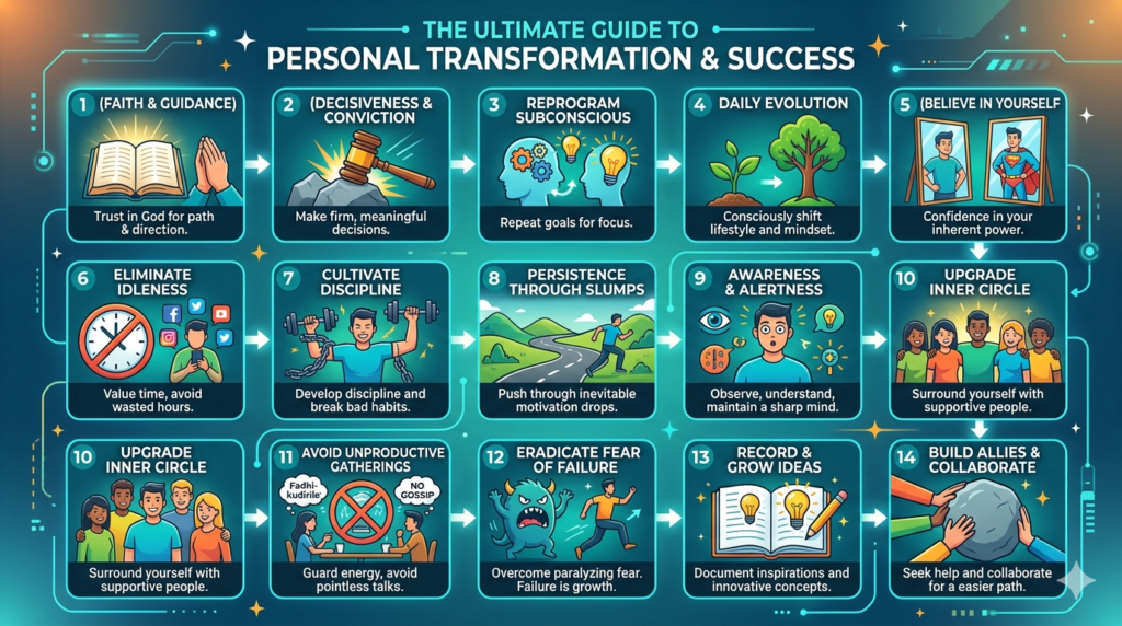 A focused individual taking notes and planning their goals, representing personal growth, mindset transformation, and success.